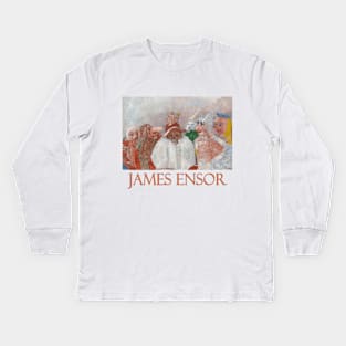 Masks Mocking Death by James Ensor Kids Long Sleeve T-Shirt